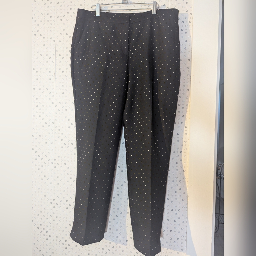 🖤 Talbots 12 Pants Black Gold Dots Trousers Professional Work Party